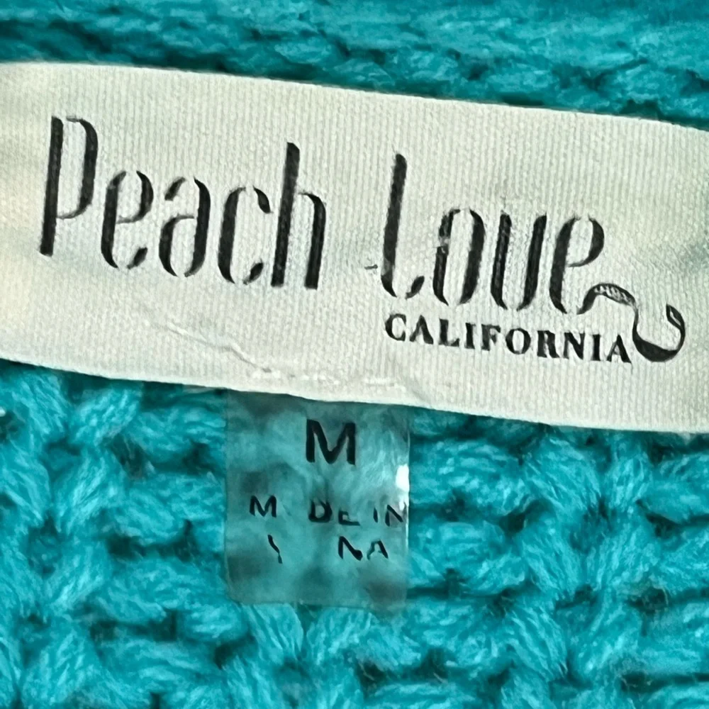 Peach Love California size M stripe open front destroyed fringe cardigan (F) - Picture 2 of 4